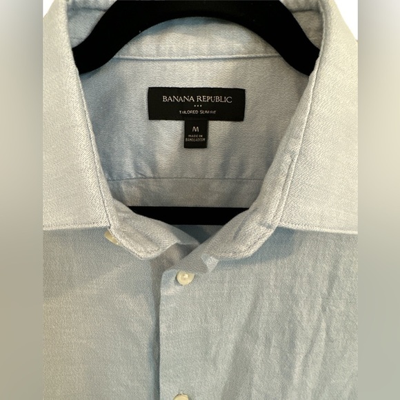 Banana Republic Men’s Med Slim Fit‎ Blue Button Down Excellent - Picture 3 of 3